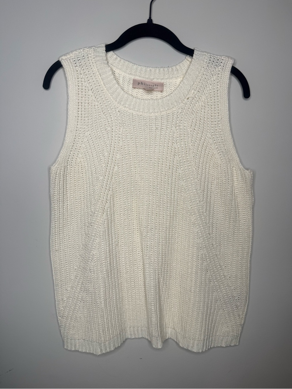 Philosophy Ivory Cable Knit Sleeveless Tank